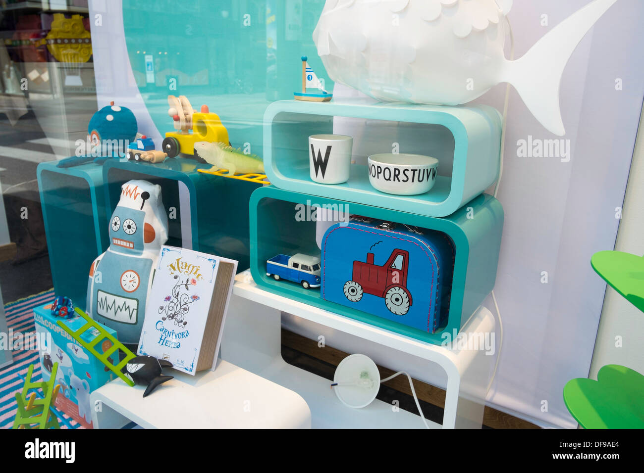 Colorful toy shop window, Oslo, Norway Stock Photo Alamy