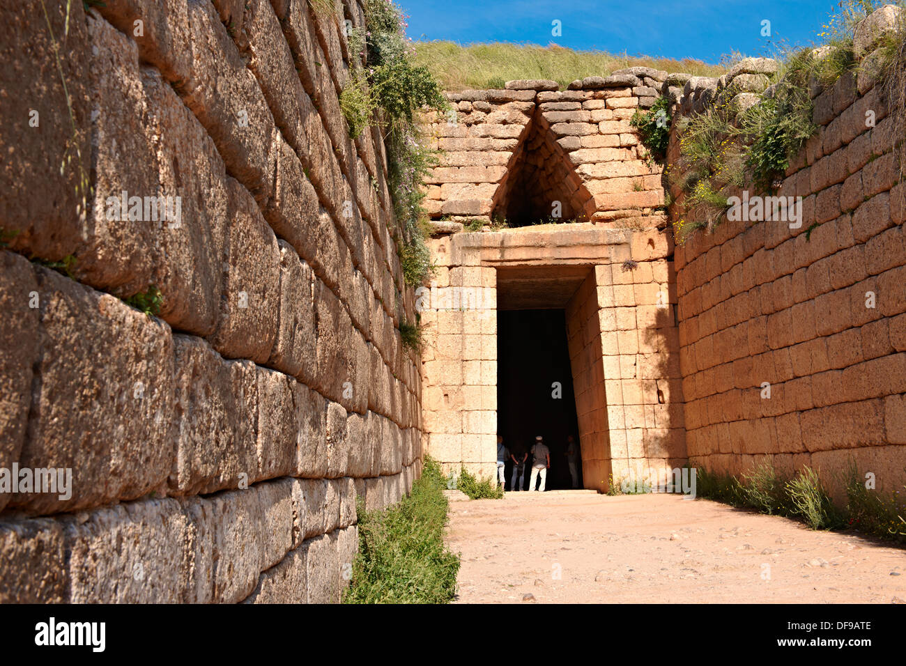 Entrance to the Treasury of Atreus is, Mycenae UNESCO World Heritage Archaeological Site, Peloponnese, Greece Stock Photo