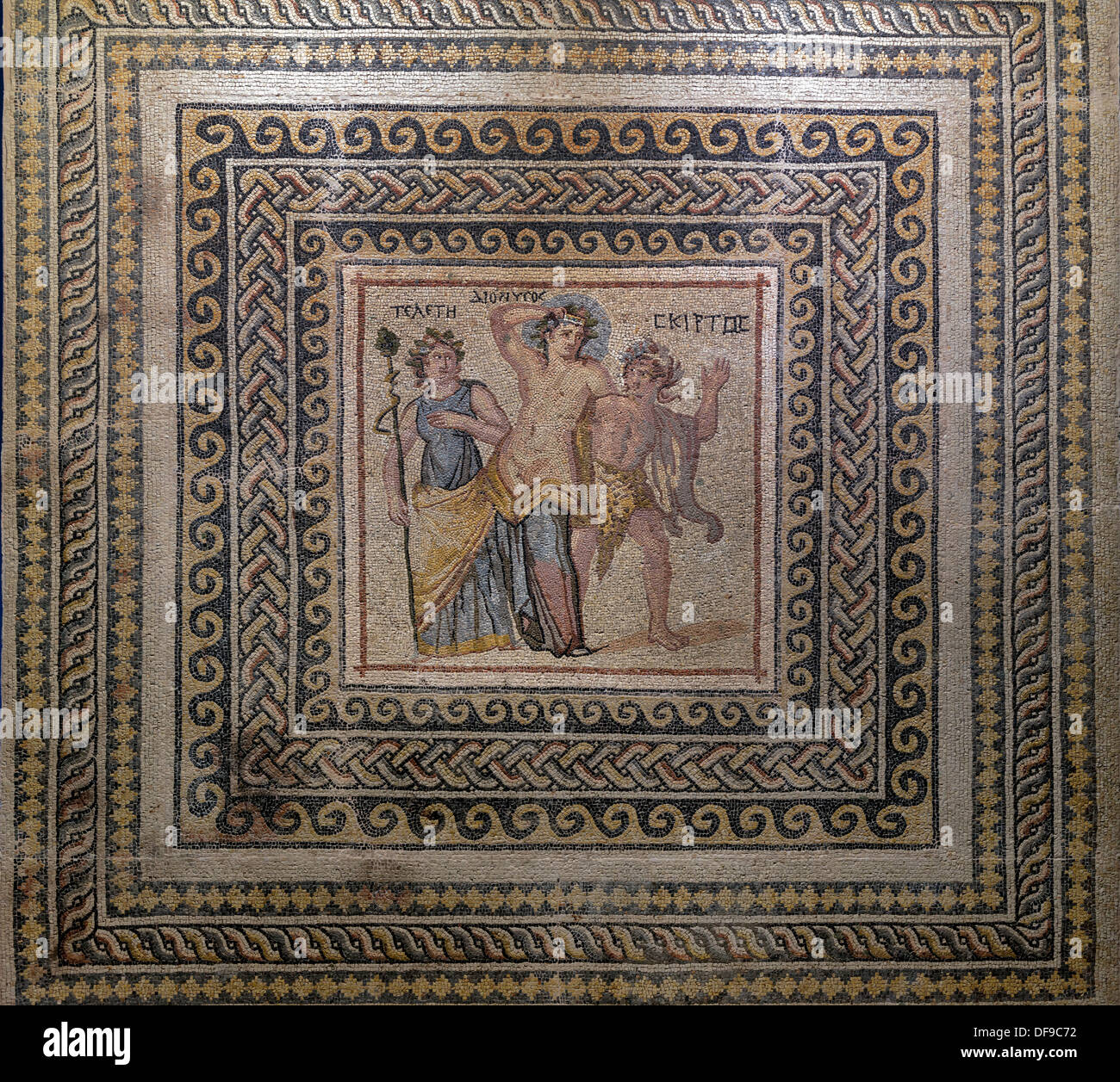 Dionysos, Telete, Skyrtos Zeugma Mosaic Museum Gaziantep Turkey Stock Photo