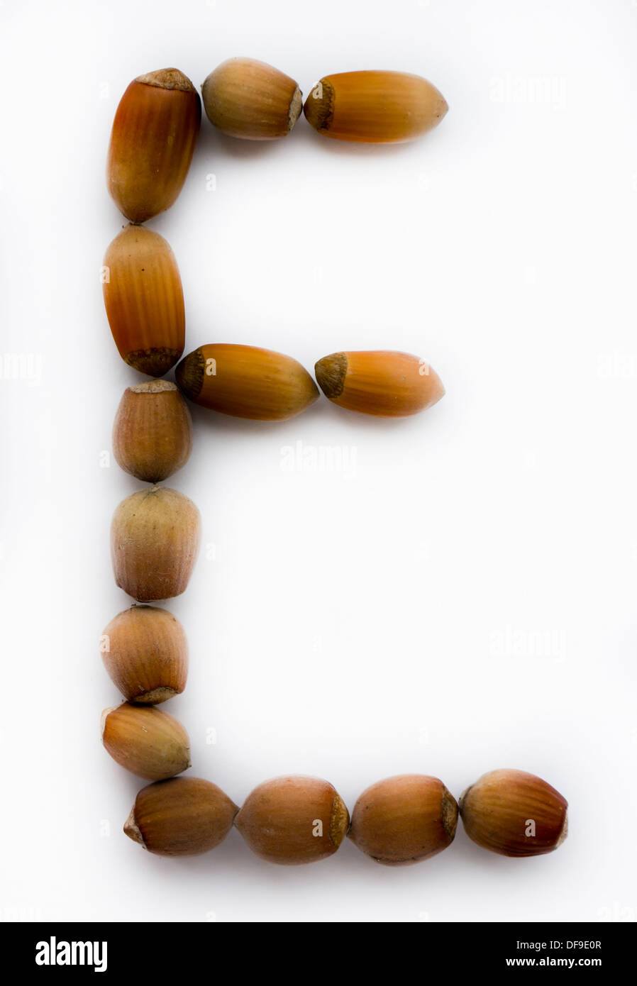 Letter E. Hazelnut Stock Photo Alamy