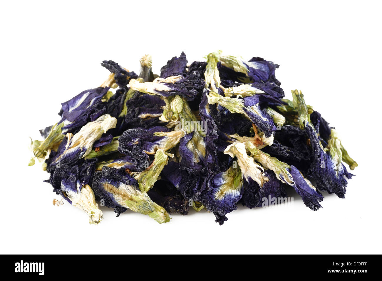 dried butterfly pea flower on white background Stock Photo Alamy
