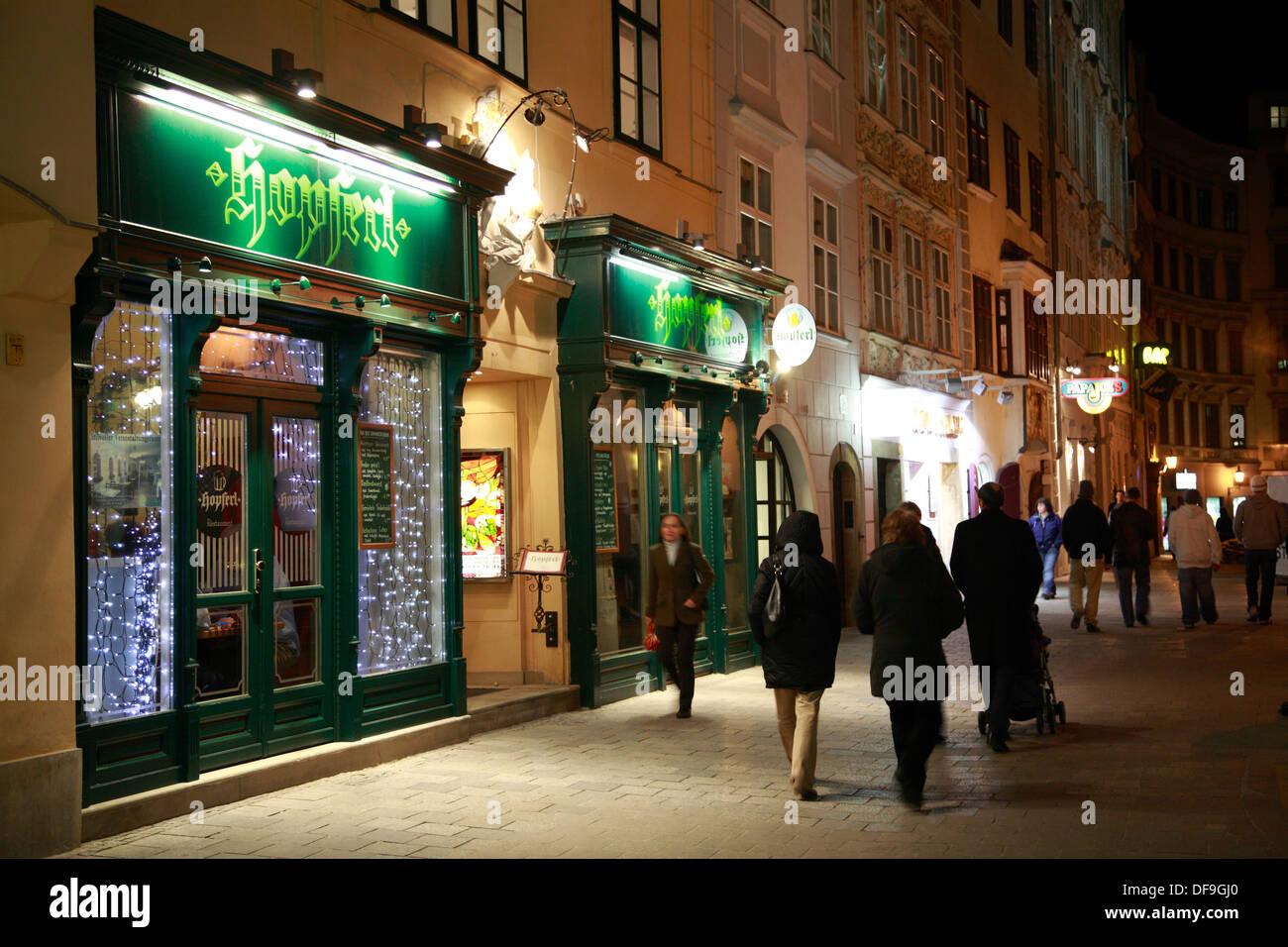 Street in the evening, Vienna, Austria, Europe Stock Photo