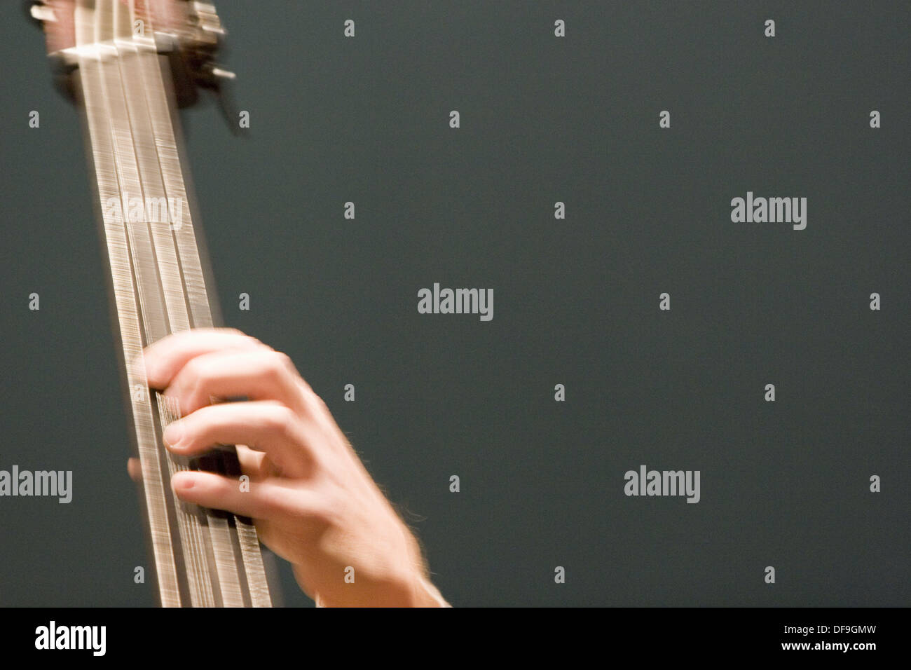 Close up of an hand playing bass during a jazz concert Stock Photo