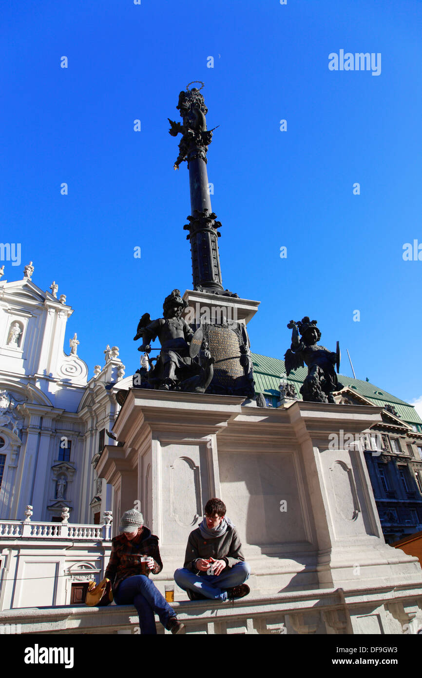 Marian column, Mariensaeule, Am Hof one of Viennas oldest squares, Vienna, Austria, Europe Stock Photo