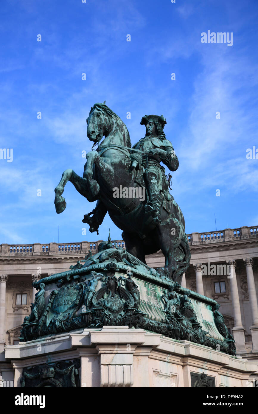 Monument of Prinz Eugen on Heldenplatz infront of  the Hofburg, Vienna, Austria, Europe Stock Photo