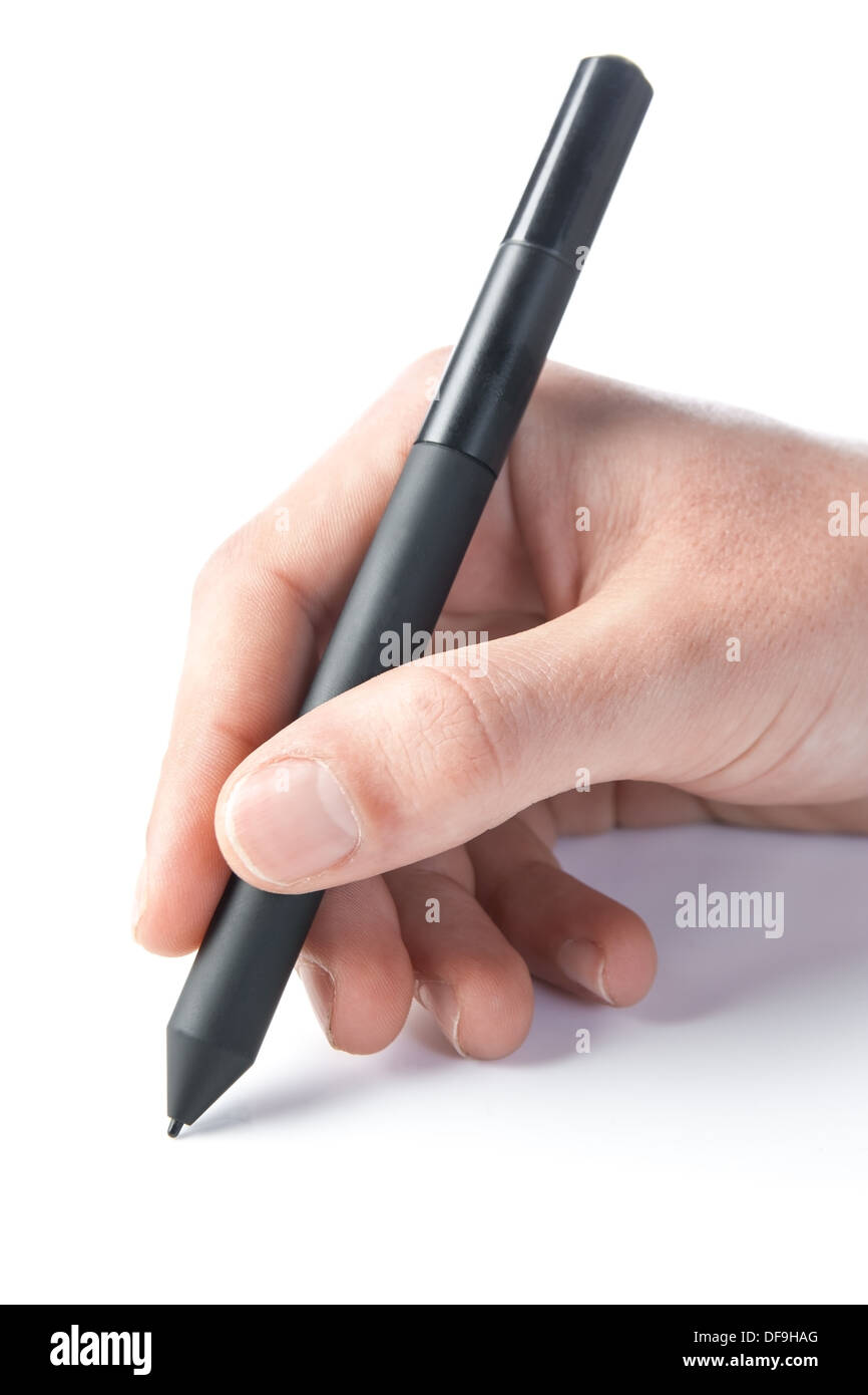 Using a graphics tablet with hand Stock Photo Alamy
