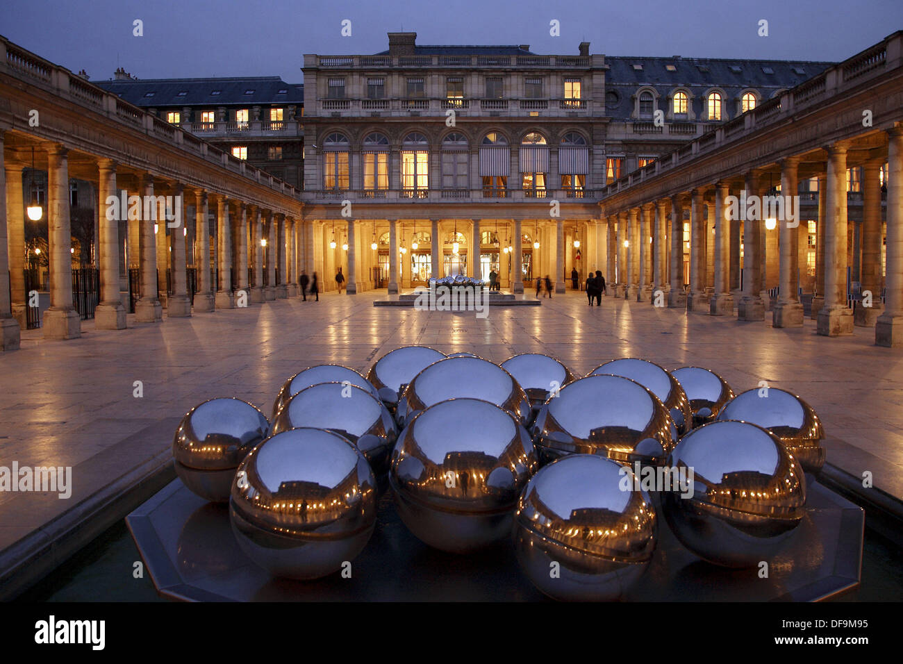 The night view of the courtyard of Palais Royal. Paris. France Stock Photo  - Alamy