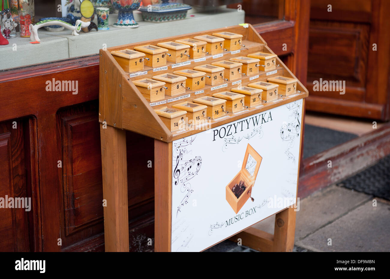 wooden music box toys with crank Stock Photo Alamy
