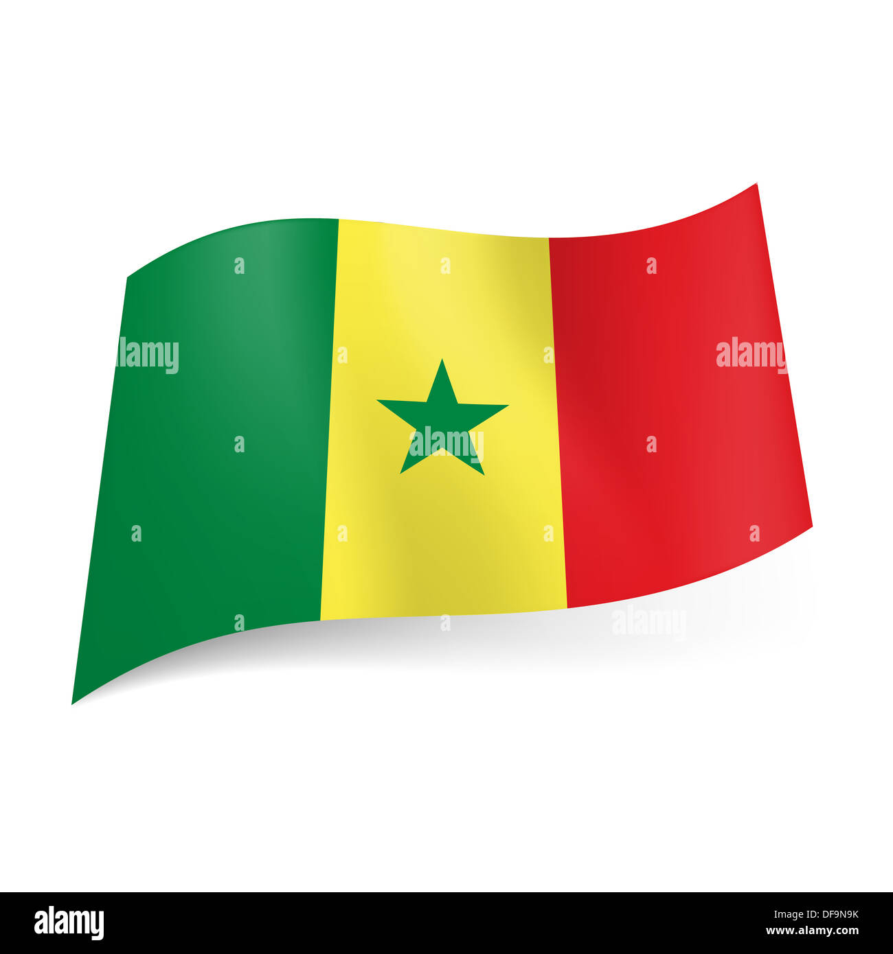 National flag of Senegal green, yellow and red vertical stripes with