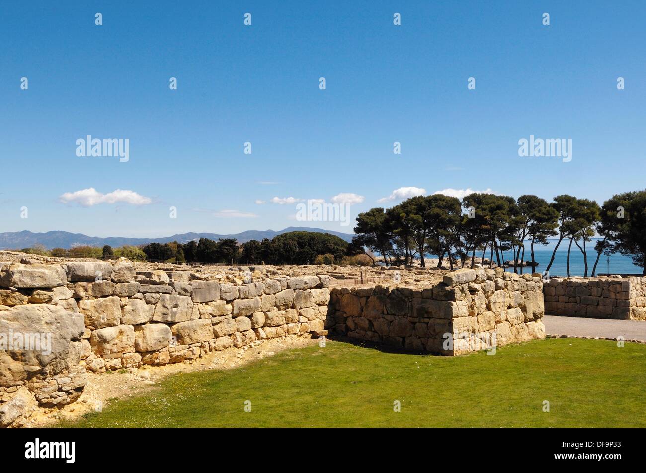 Walls of roman ruins, Empuries, Girona province, Catalonia, Spain Stock