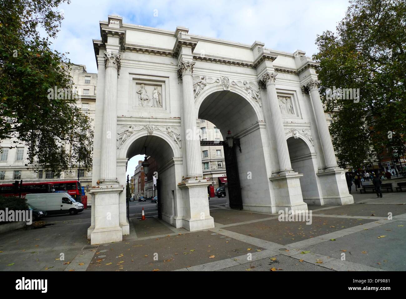 Marble Arch, triumphal arch in Oxford Street in London, England, Great Britain, Europe Stock
