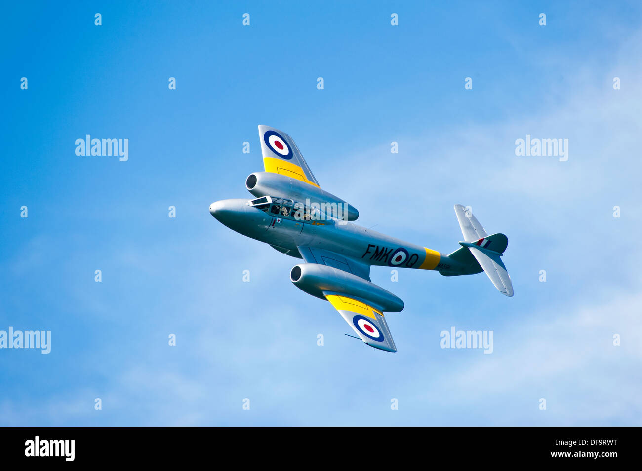 Gloster Meteor T.7 WA591 of the Classic Air Force on display at the Dawlish Air Show, August 2013 Stock Photo