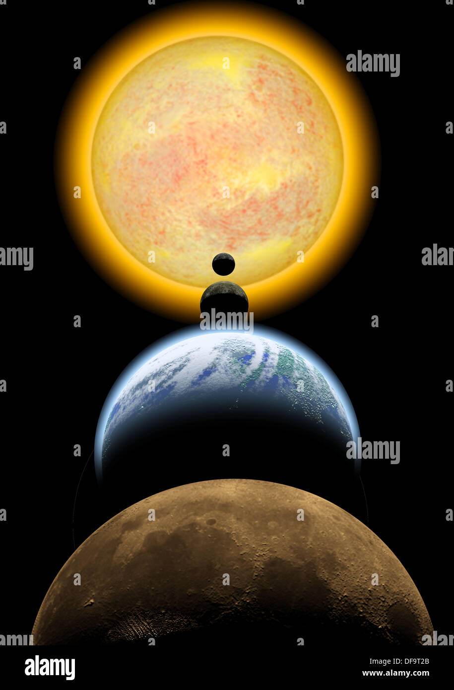 Solar System Mars Earth Venus Mercury Sun Stock Photo