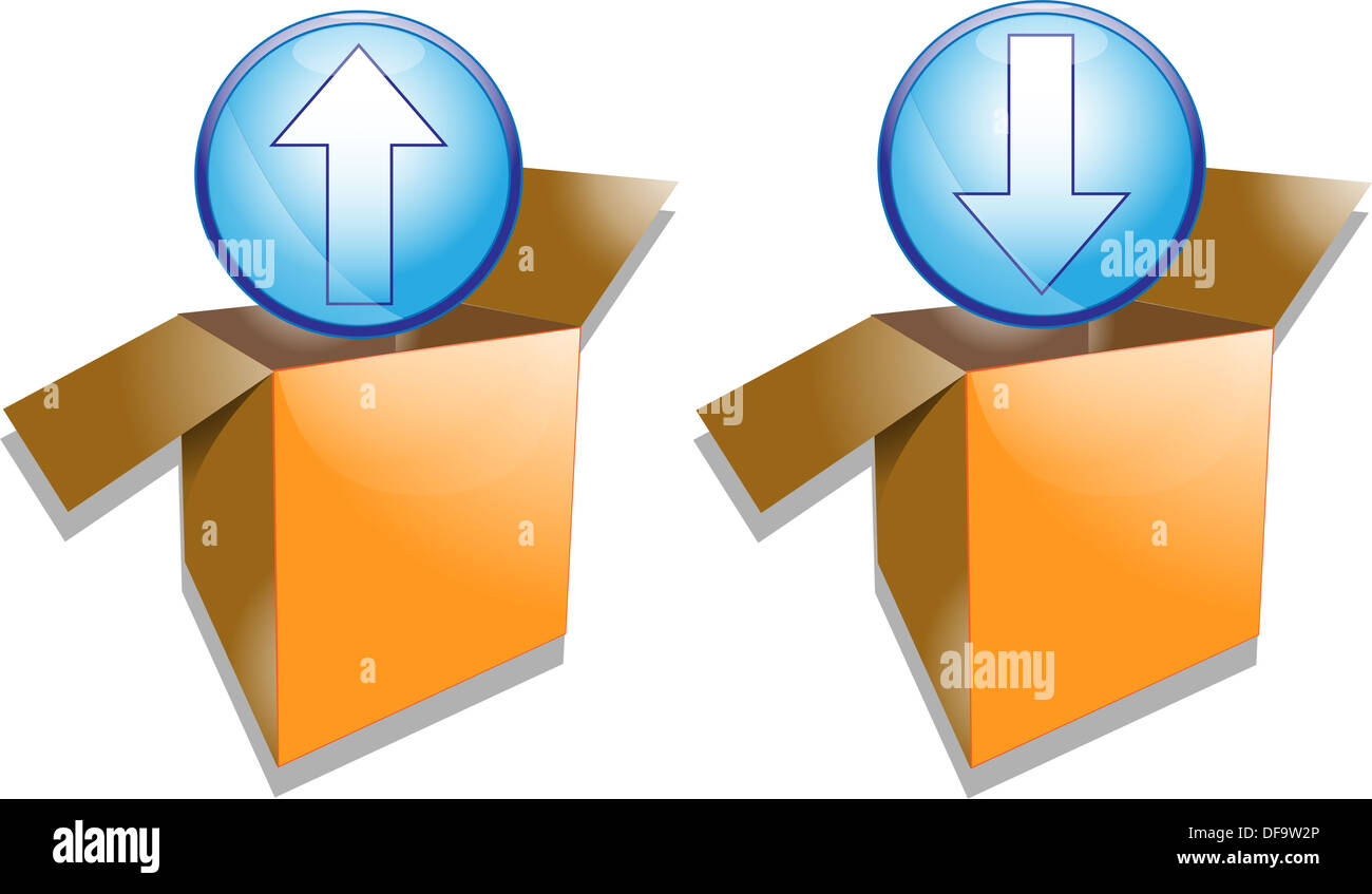 Illustration of upload and download symbols isolated on white