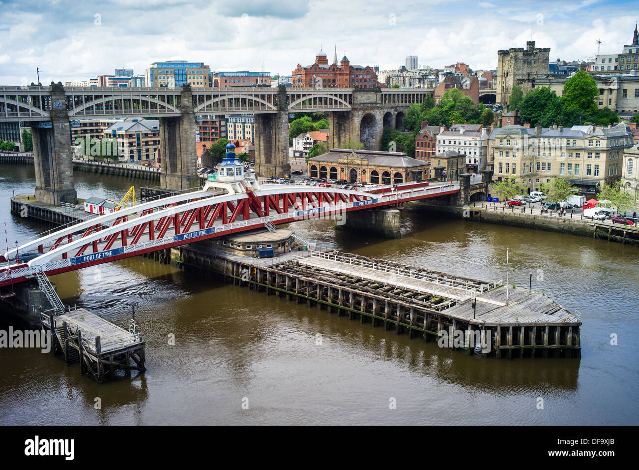 Newcastle Swing Bridge And Quayside Area Taken From The Tyne