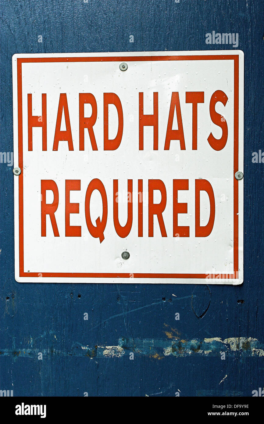 Hard Hats Required sign, NYC. USA Stock Photo Alamy