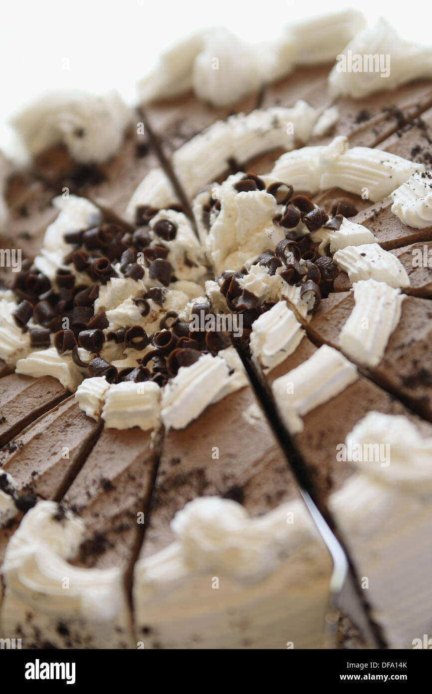 Chocolate cake with whip cream Stock Photo Alamy