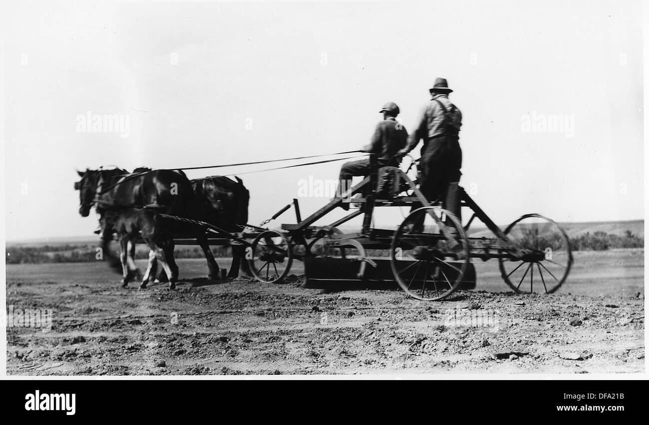 Two Indians on horse drawn road grader 285802 Stock Photo Alamy