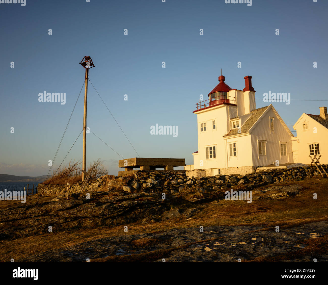 The lighthouse at Tungnes, Rogaland, Norway. Stock Photo