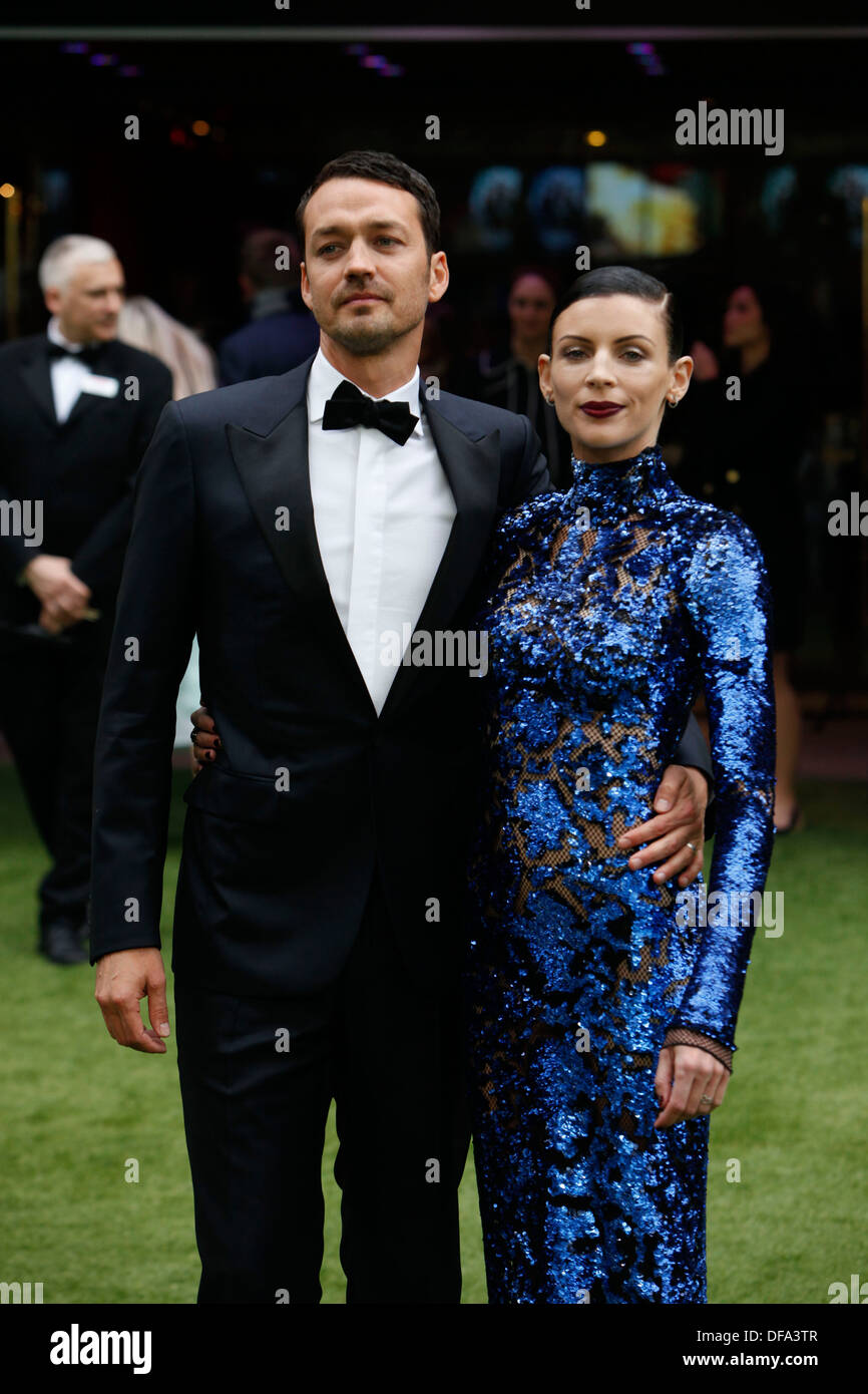Director Rupert Sanders and Liberty Ross attend the world premiere of the movie  of 'Snow White and the Huntsman' at Leicester S Stock Photo