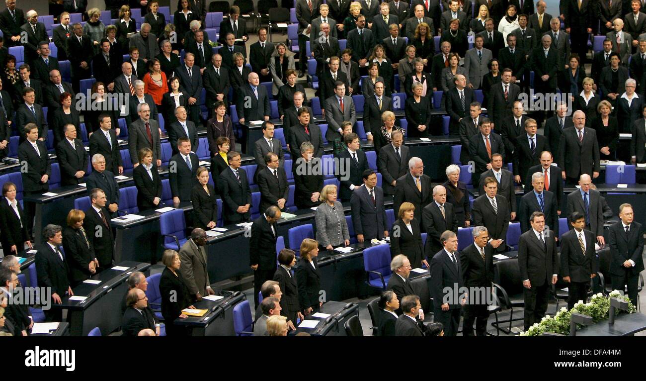 Members of the German Bundestag commemorate the flood victims of Southeast Asia on the 20th of January in 2005. At least 220,000 people were killed, among then 60 Germans. About 600 people are still missing. Stock Photo