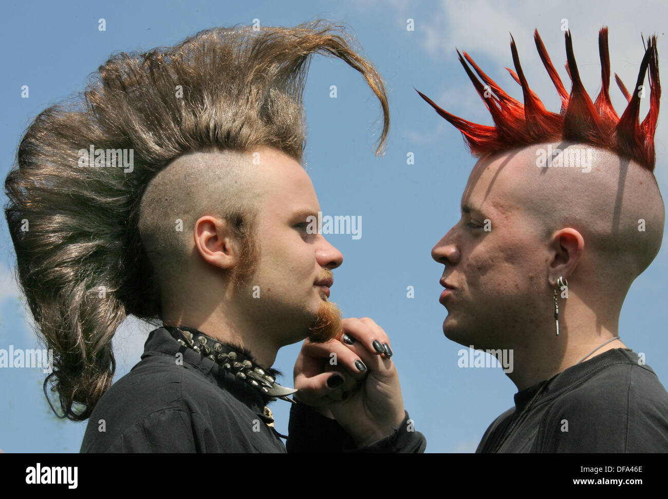 Two visitors of the 15th Wave Gotik meeting in Leipzig on the 4th of June in 2006. Stock Photo
