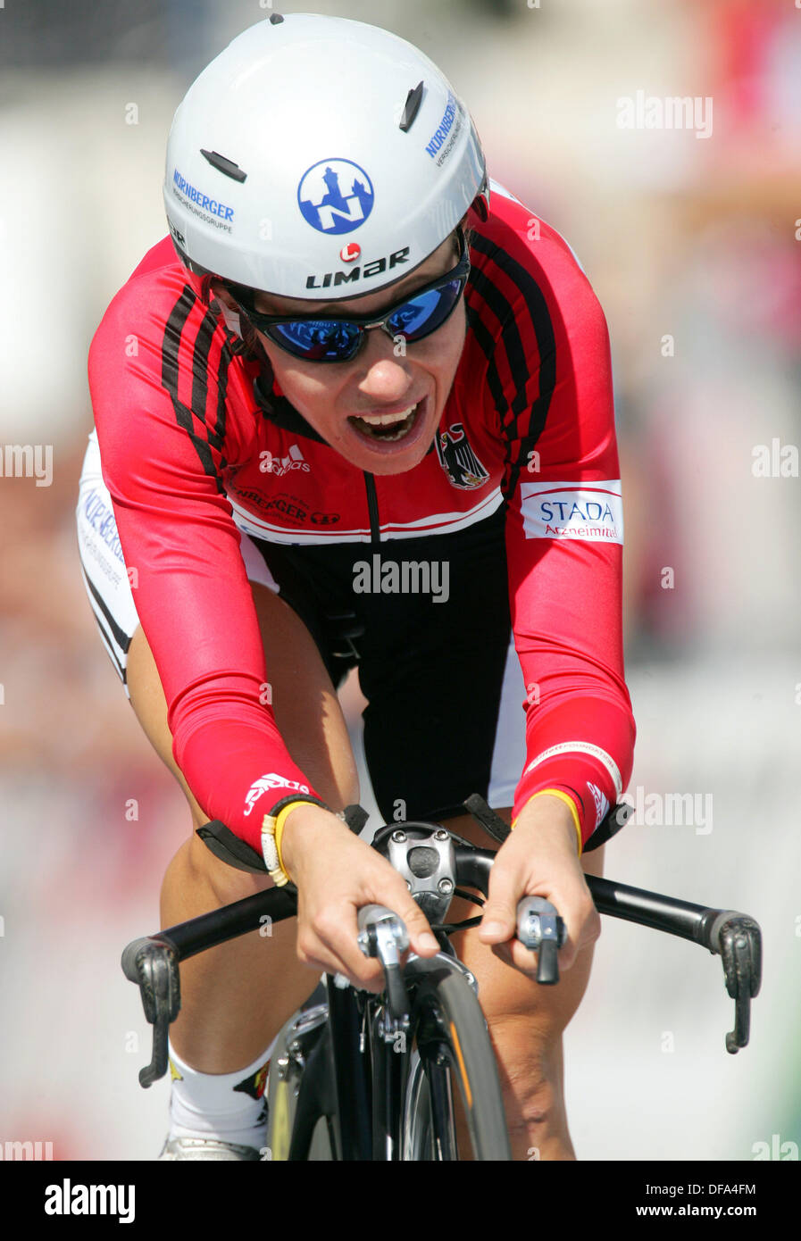 German cyclist Trixi Worrack is pictured during the World Cycling Championships 2006 women's elite time-trial in Salzburg, Austria, Wednesday, 20 September 2006. Worrack finished the 26.12km route in ninth position and missed a medal. Photo: Gero Breloer Stock Photo