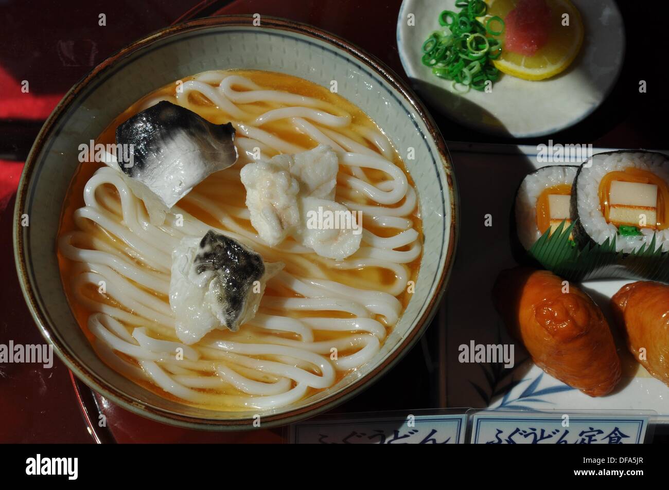 Fake udon soup displayed at hires stock photography and images Alamy