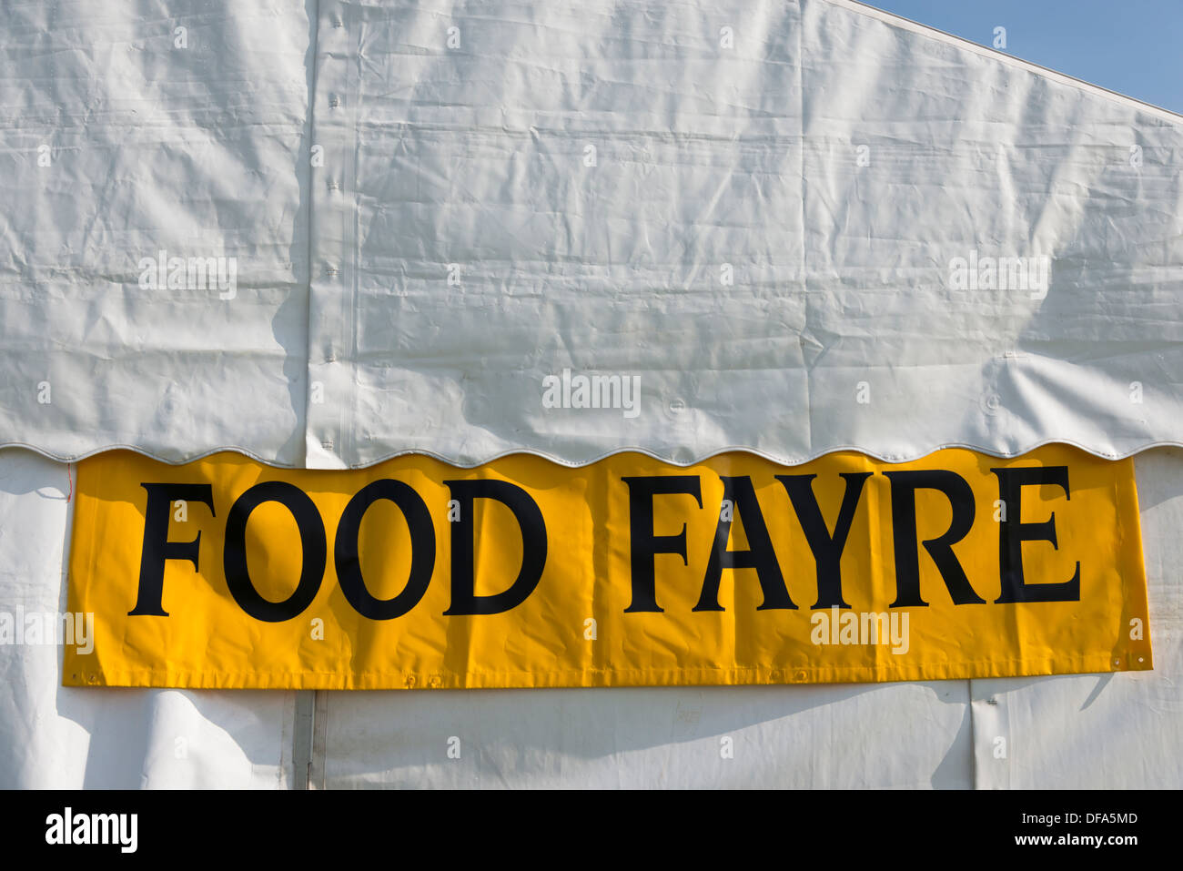 Food Fayre sign on a a marquee at an agricultural show Stock Photo