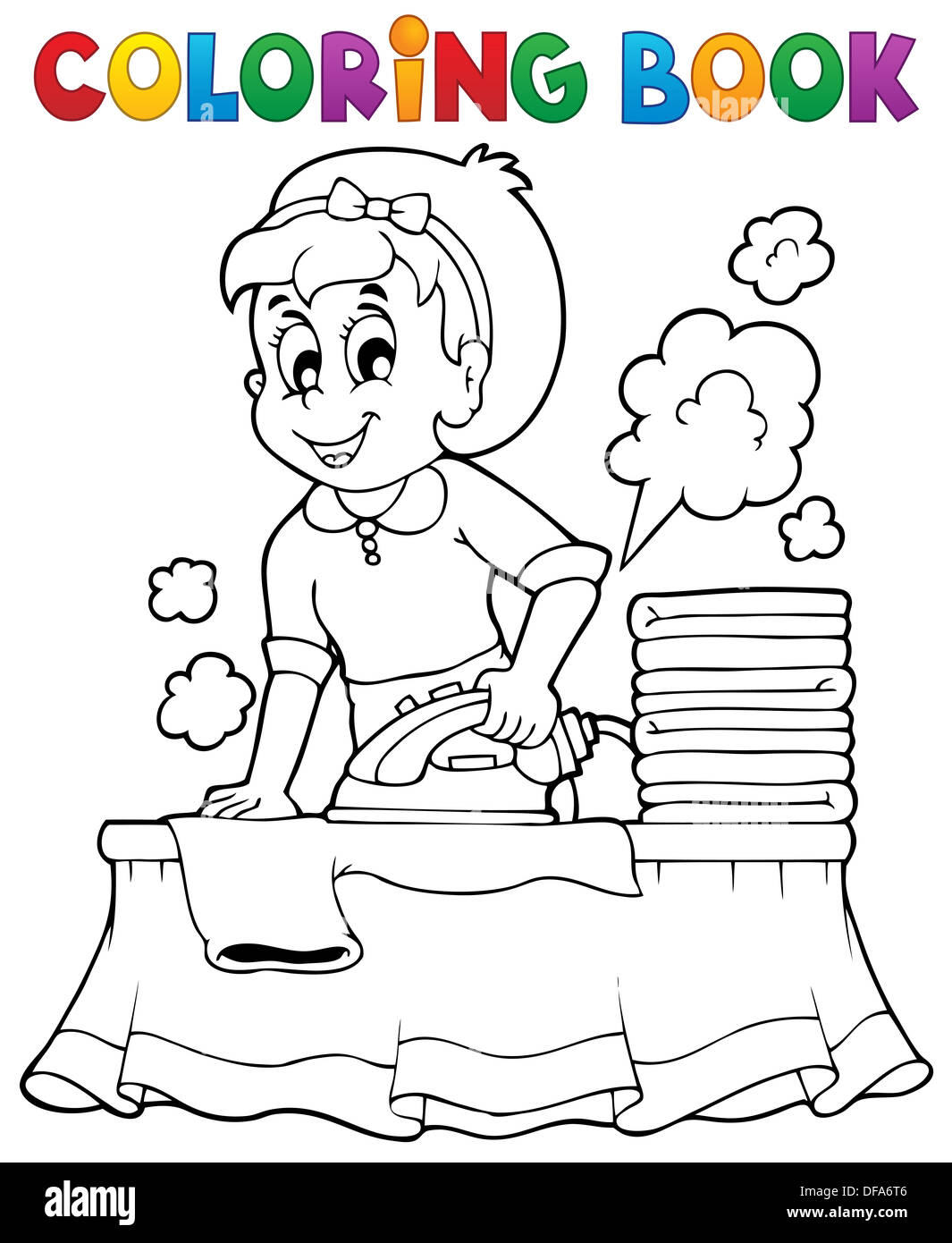Coloring book with housewife 1 - picture illustration. Stock Photo