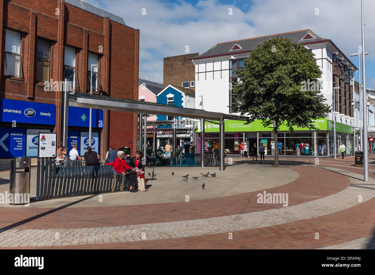 Shops and stores in the centre of Llanelli, Carmarthenshire, Wales UK Stock Photo