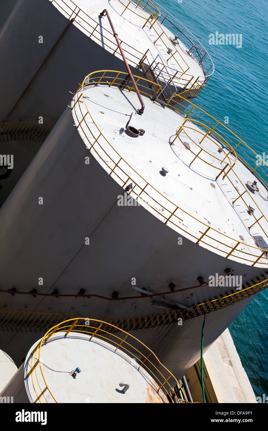 oil storage tanks. Gibraltar Harbour Stock Photo