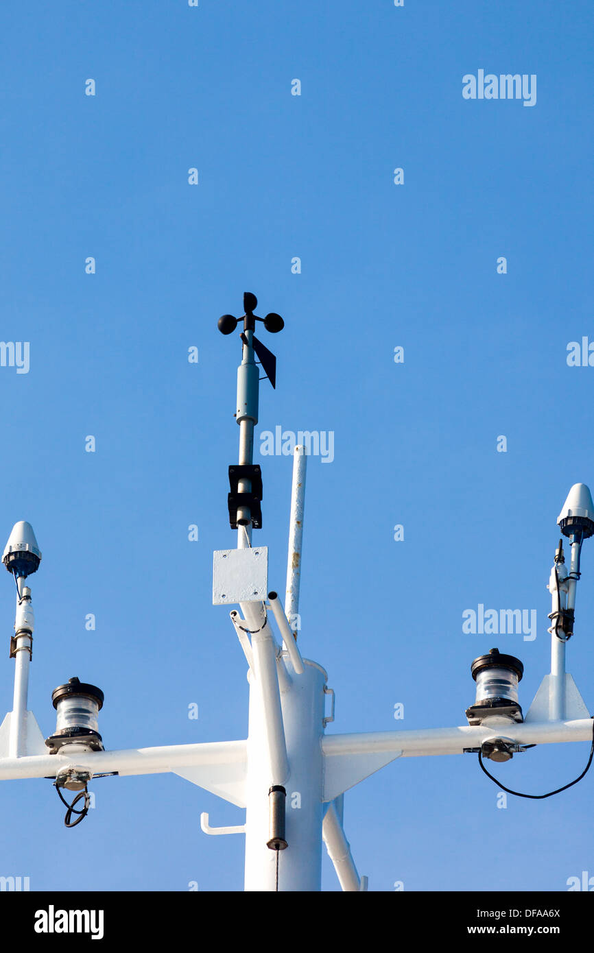 revolving cuptype anemometer measures the wind speed on board