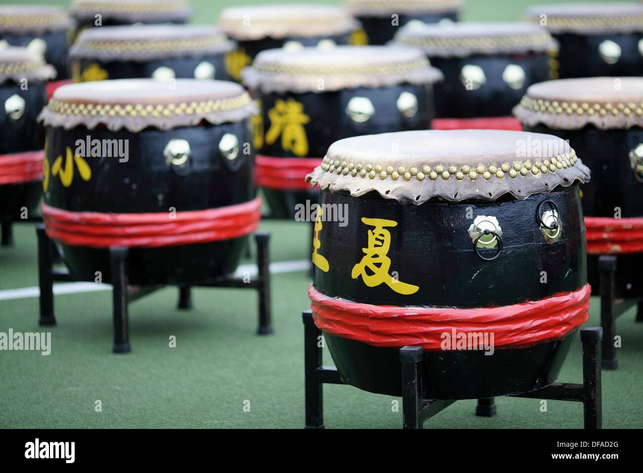 Chinese drums at Hockey Stadium, Kuching, Sarawak, Malaysia Stock Photo