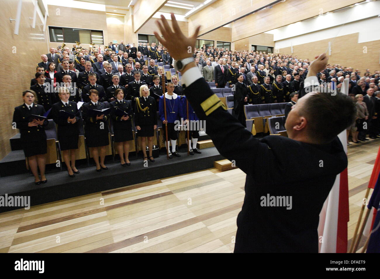 Gdynia, Poland 1st, October 2013 Inauguration Ceremony of the Academic Year 2013/2014 at the Polish Naval Academy in Gdynia. Rector Commander Rear Admiral Czeslaw Dyrcz takes part in the ceremony Credit:  Michal Fludra/Alamy Live News Stock Photo