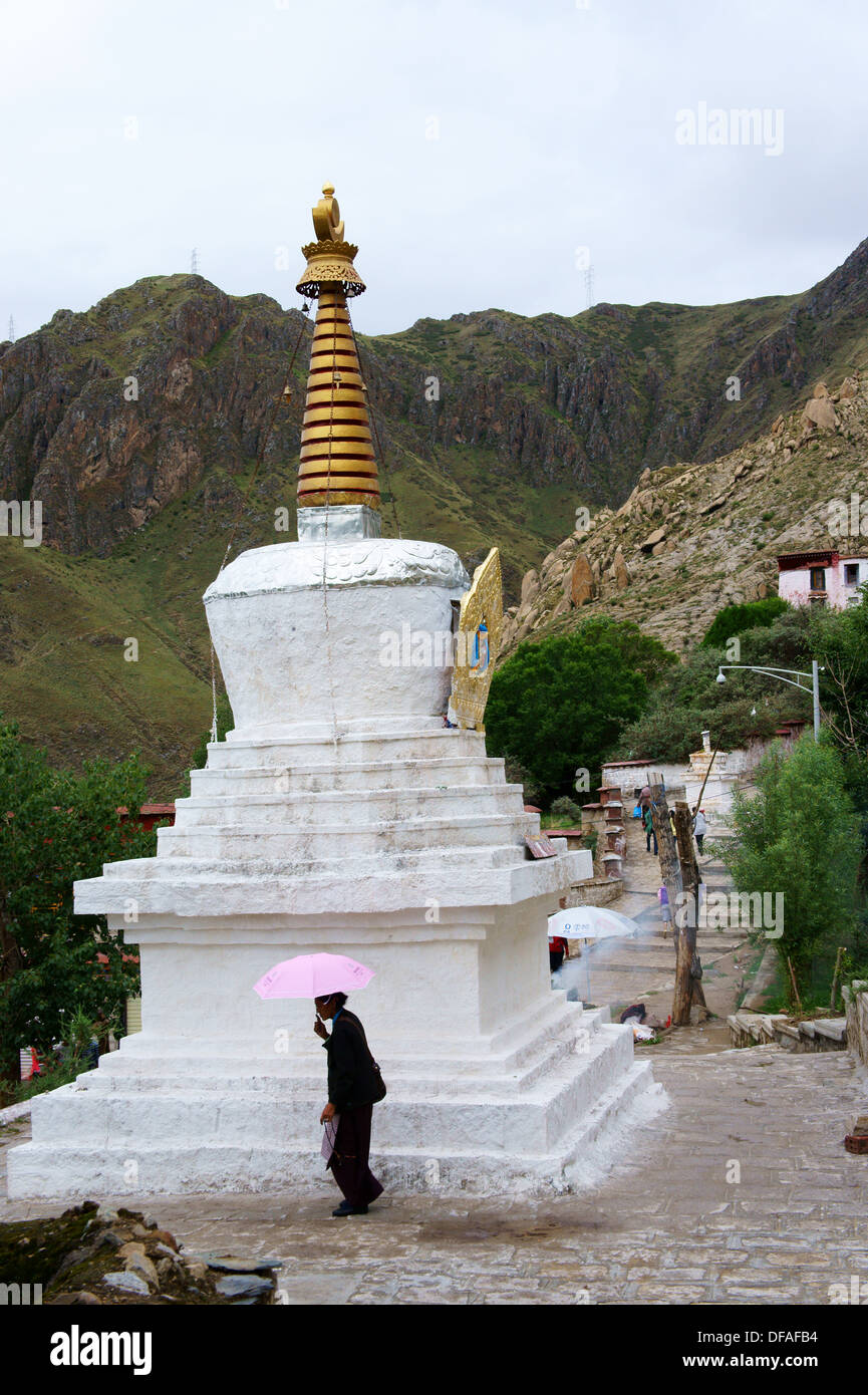 Stupa at the Drepung monastery, Lhasa, Tibet Stock Photo