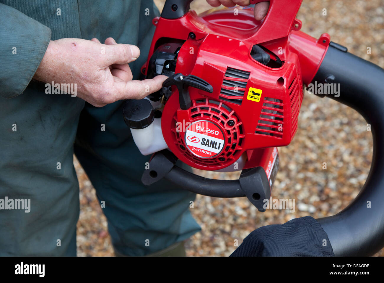 Leaf blower/sucker in action UK Stock Photo Alamy