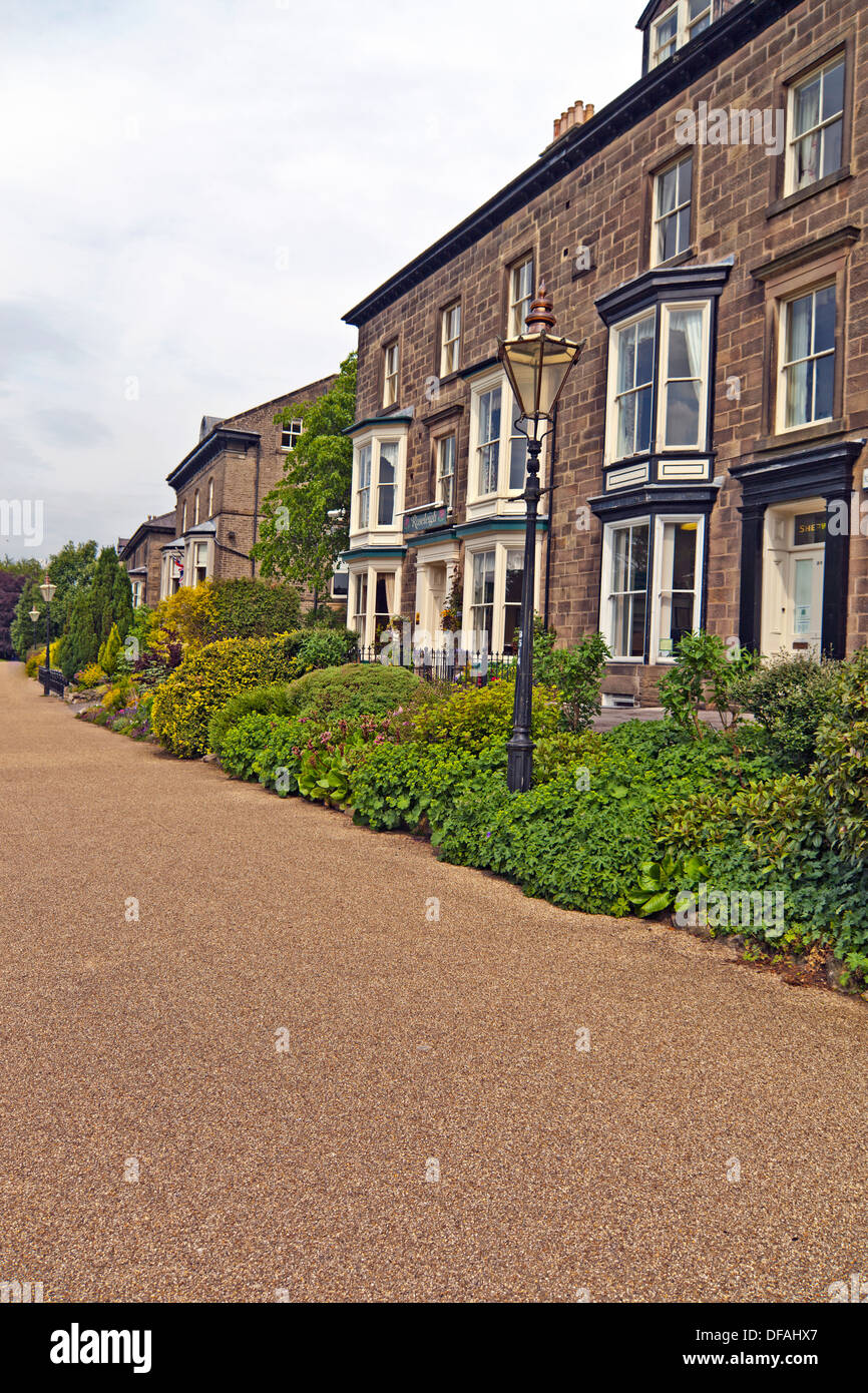 Row of Victorian Guest Houses on Broad Walk in Pavilion Gardens, Buxton