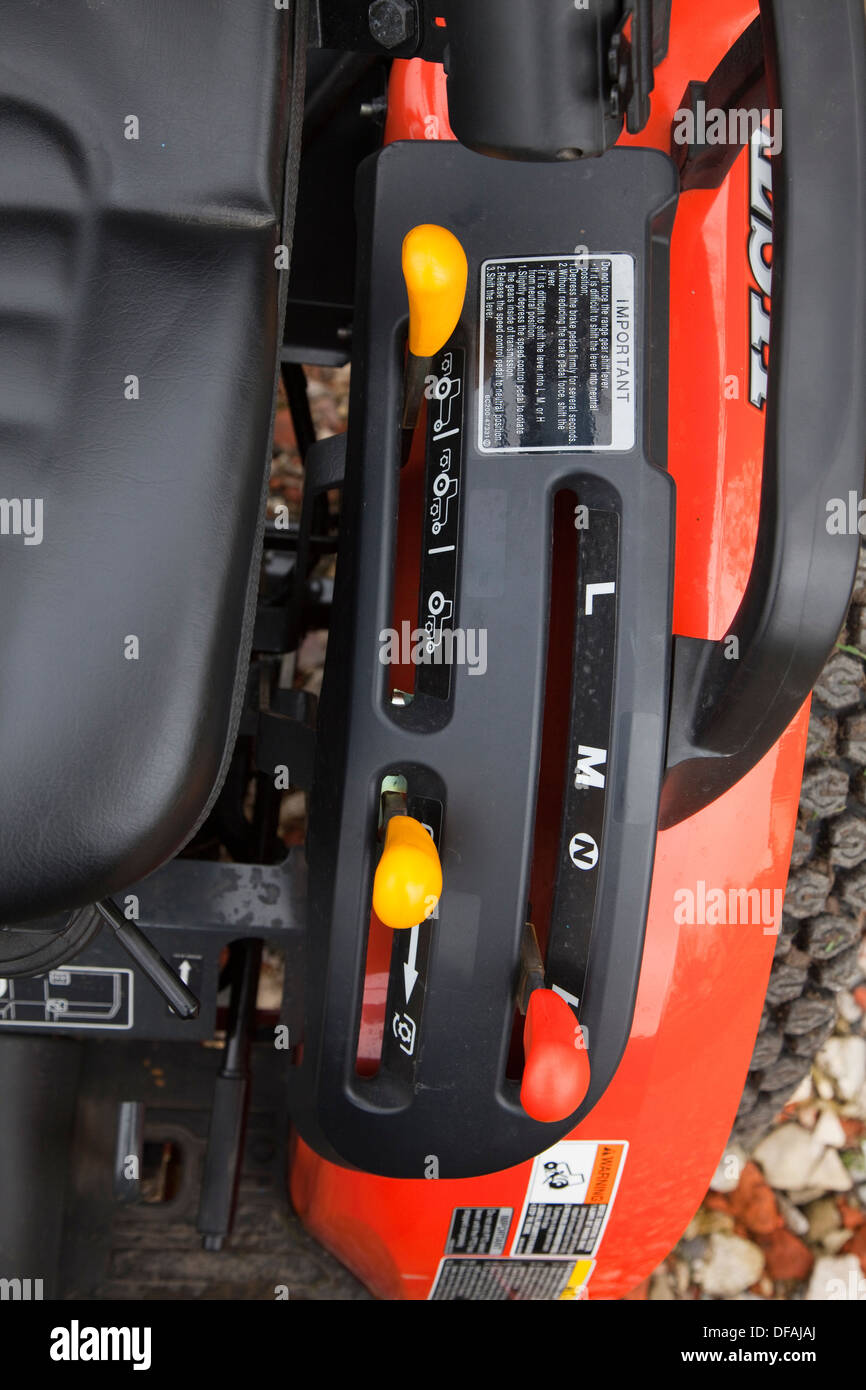Controls of a Kubota mini tractor UK Stock Photo Alamy