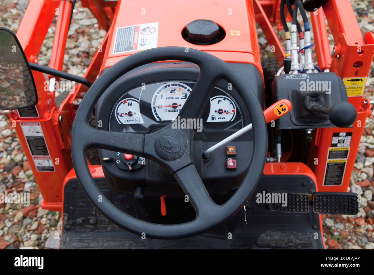 Controls of a Kubota mini tractor UK Stock Photo Alamy