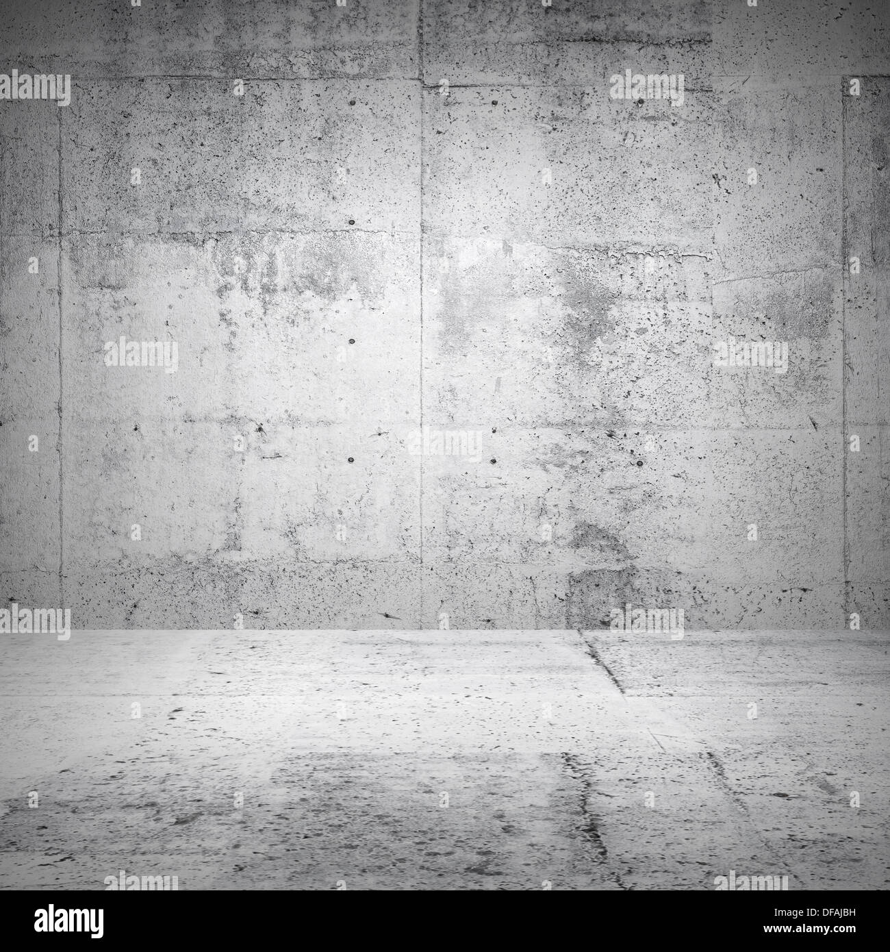 Abstract white interior of empty room with concrete walls and floor ...