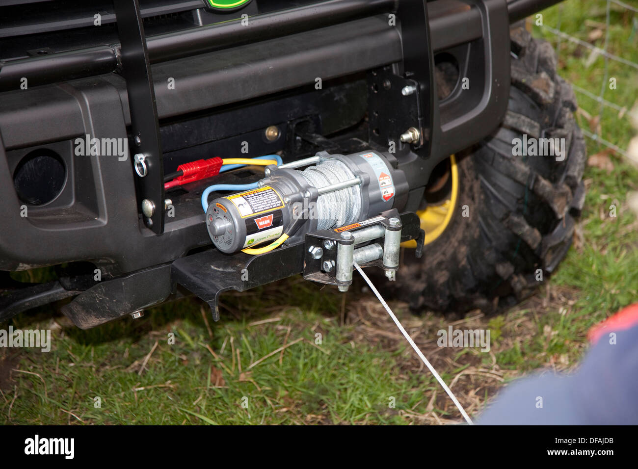 A winch on a John Deere Gator UK Stock Photo Alamy