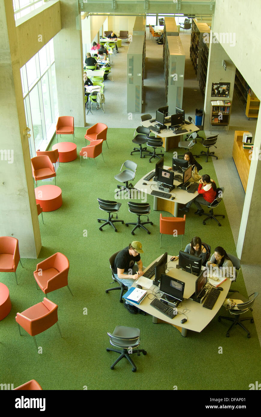 students study at Langara College, Vancouver, BC, Canada Stock Photo