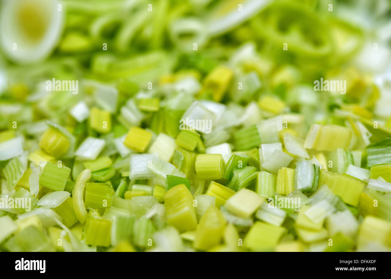 Fresh cut green onion for salad Stock Photo Alamy