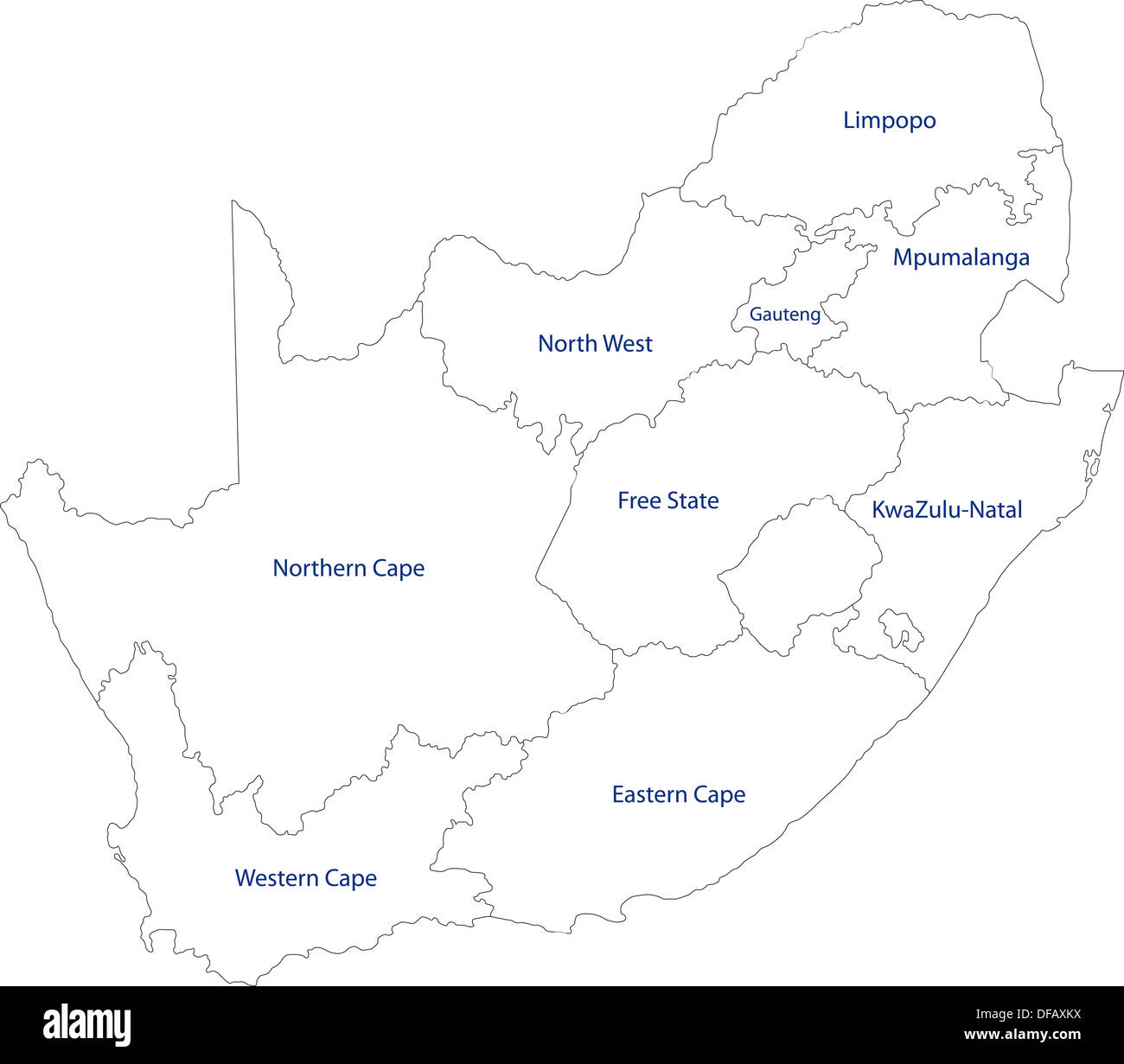 Empty Map Of South Africa Outline South Africa Map Stock Photo - Alamy