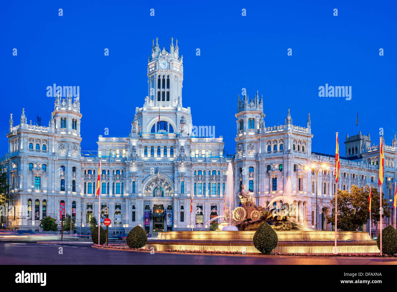 Plaza de la Cibeles by night, Madrid, Spain. Stock Photo