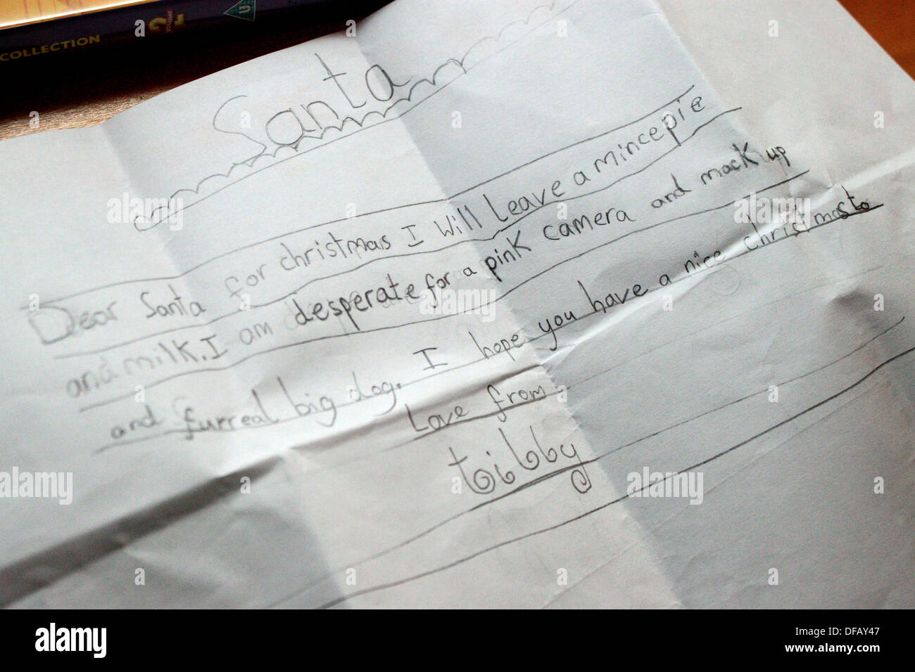 Child's letter to santa Stock Photo