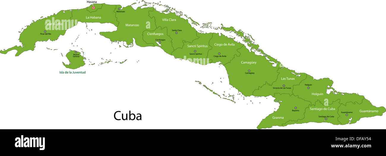 Map of Cuba Stock Photo