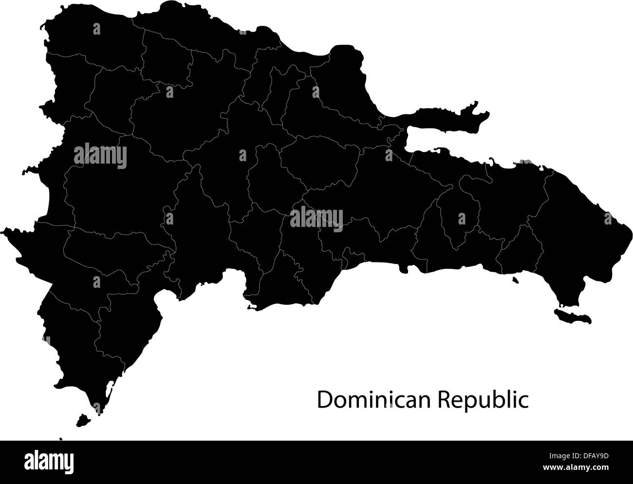 Black Dominican Republic map Stock Photo