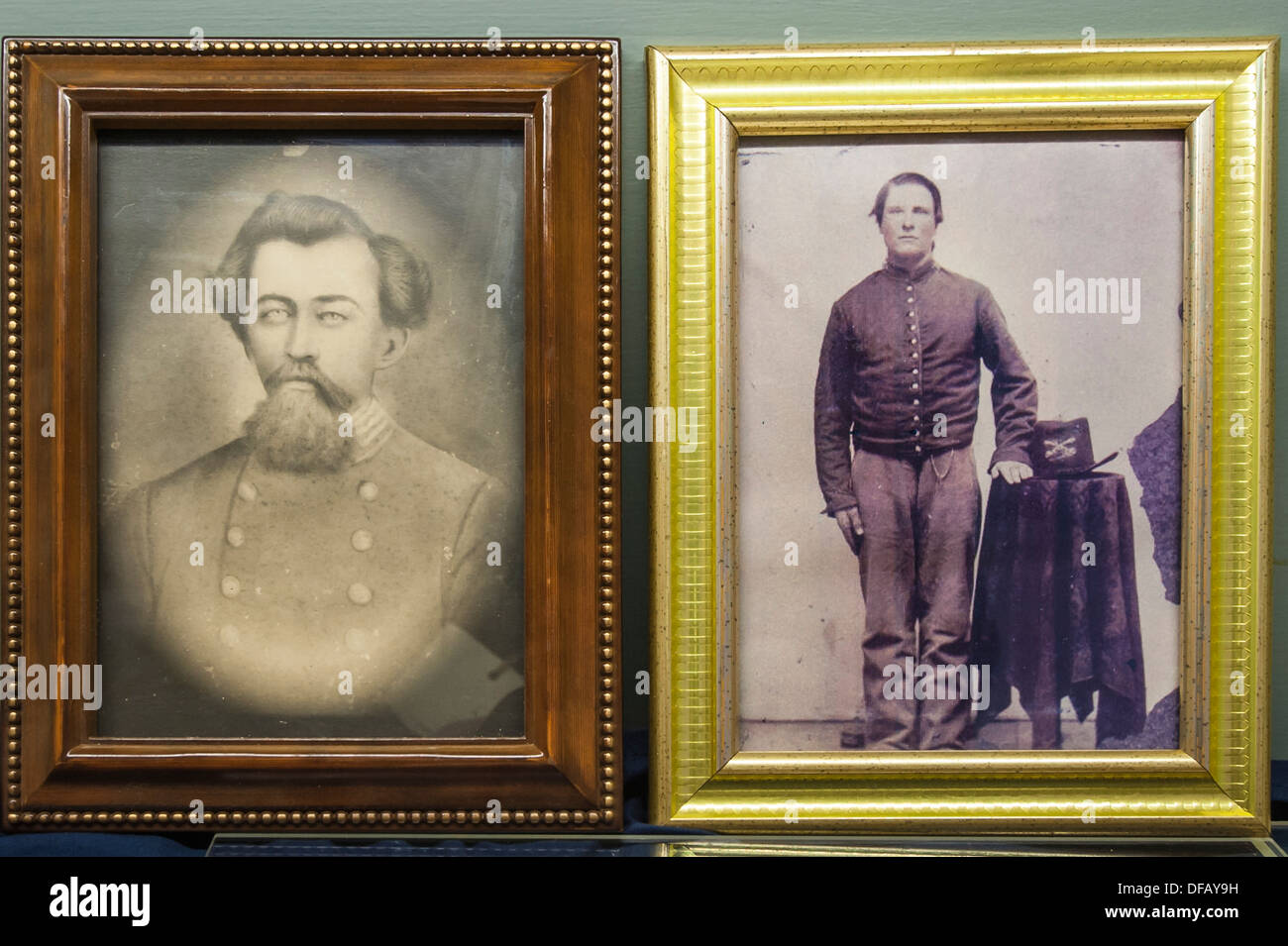Civil War photographic photograph exhibits at the Port of O'Plymouth Roanoke River Museum Plymouth North Carolina, USA. Stock Photo